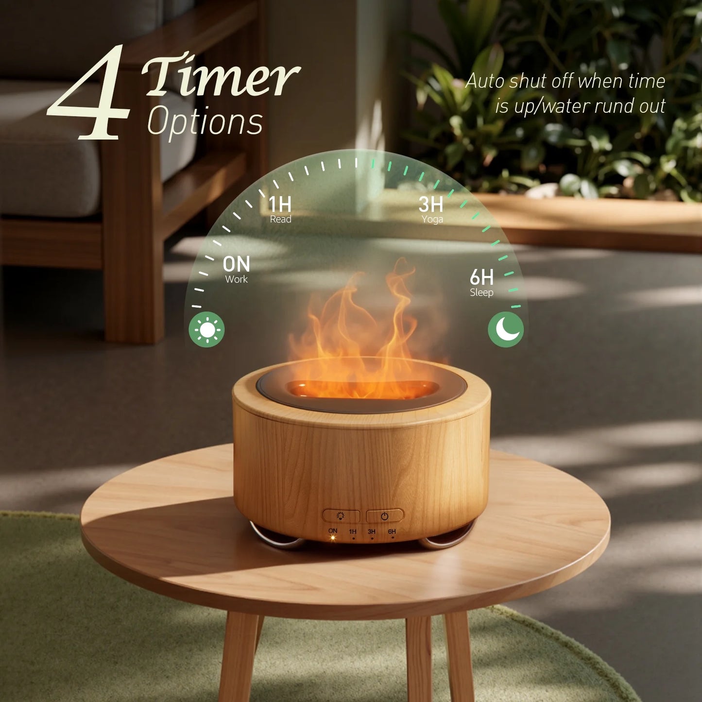 500Ml Essential Oil Diffuser, Oil Diffuser with 9 Realistic Flame Colors 4 Timer Setting & 28Db Low Noise Flame Diffuser Cool Mist Humidifier for Large Room Bedroom