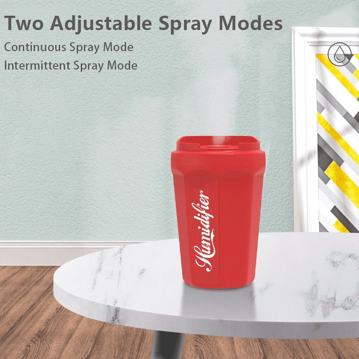 Portable Coke Cup Mini Humidifier, 260Ml Small Mist Humidifier, USB Personal Desktop Humidifiers for Bedroom Travel Office Home, 2 Quiet Mist Modes, Red