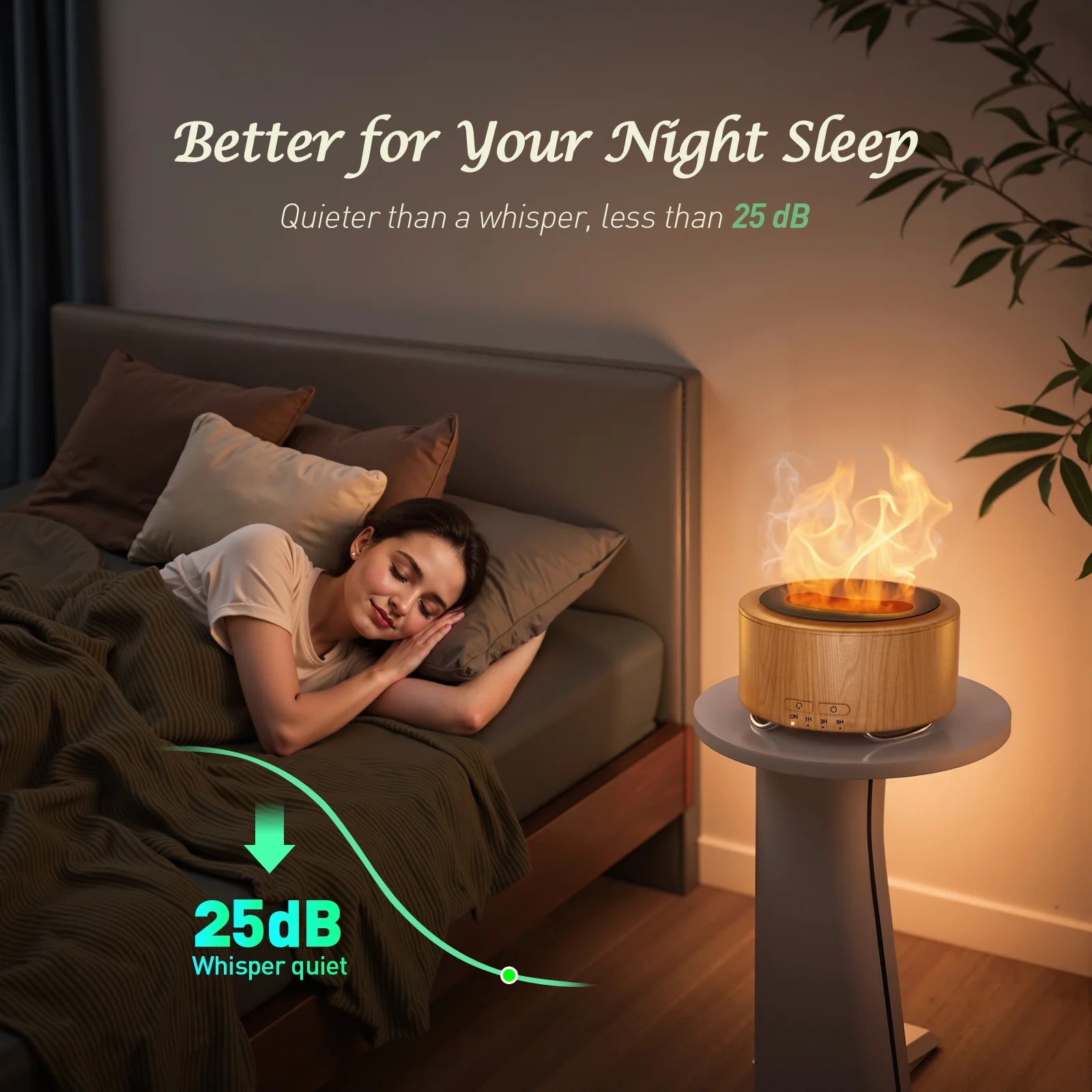 500Ml Essential Oil Diffuser, Oil Diffuser with 9 Realistic Flame Colors 4 Timer Setting & 28Db Low Noise Flame Diffuser Cool Mist Humidifier for Large Room Bedroom